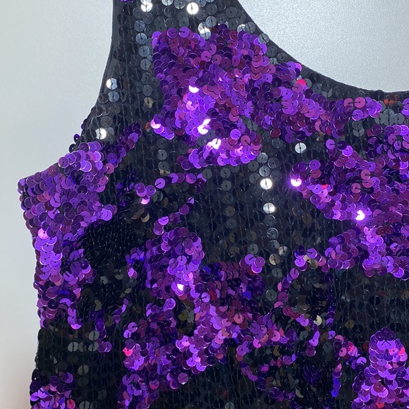 Vintage Silk Niteline Sequin Purple and Black Tank Top - Picture 4 of 11
